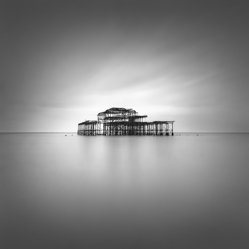 <center><p style="color:#FFFFFF;">Equanimity II -  © Julia Anna Gospodarou - Old Brighton West Pier seascape, Landscape </p></center>