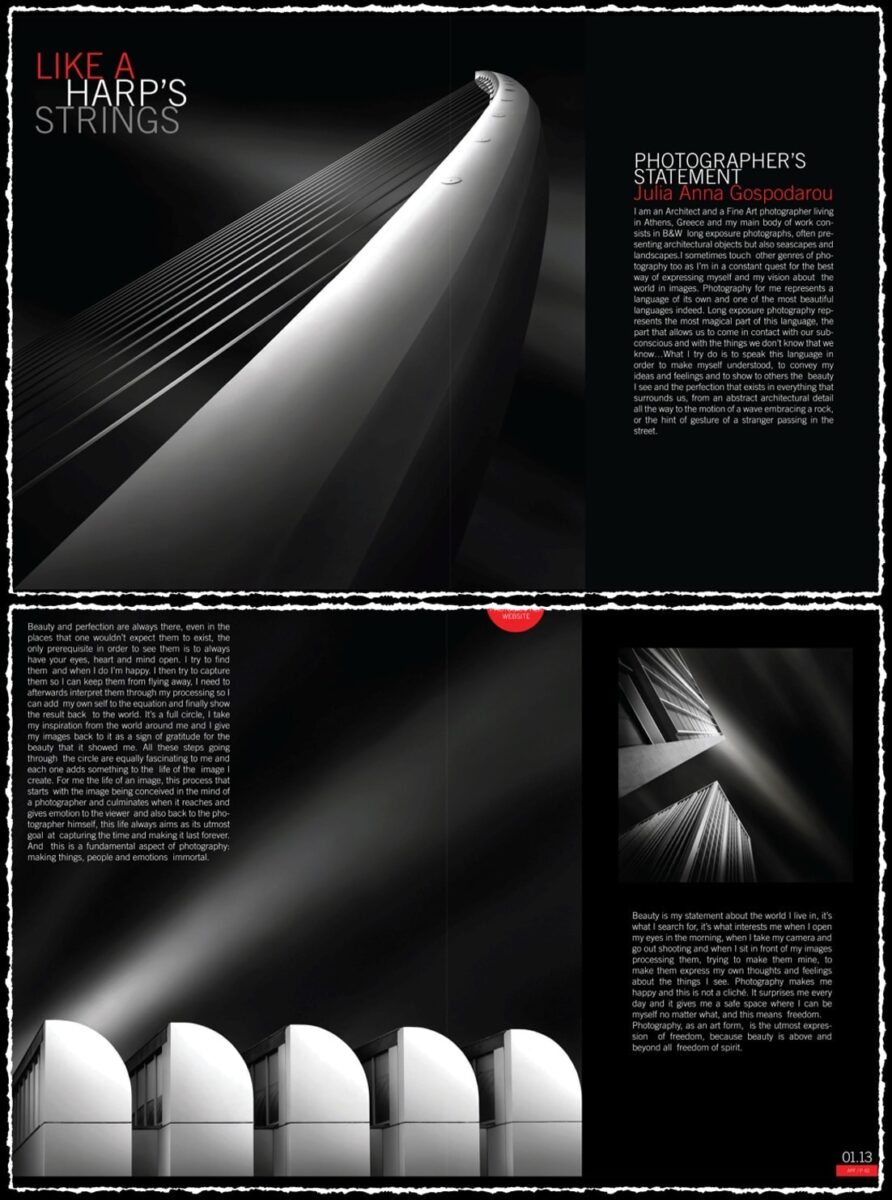 Feature in the Inaugural Issue of Artphotofeature Magazine - January 2013