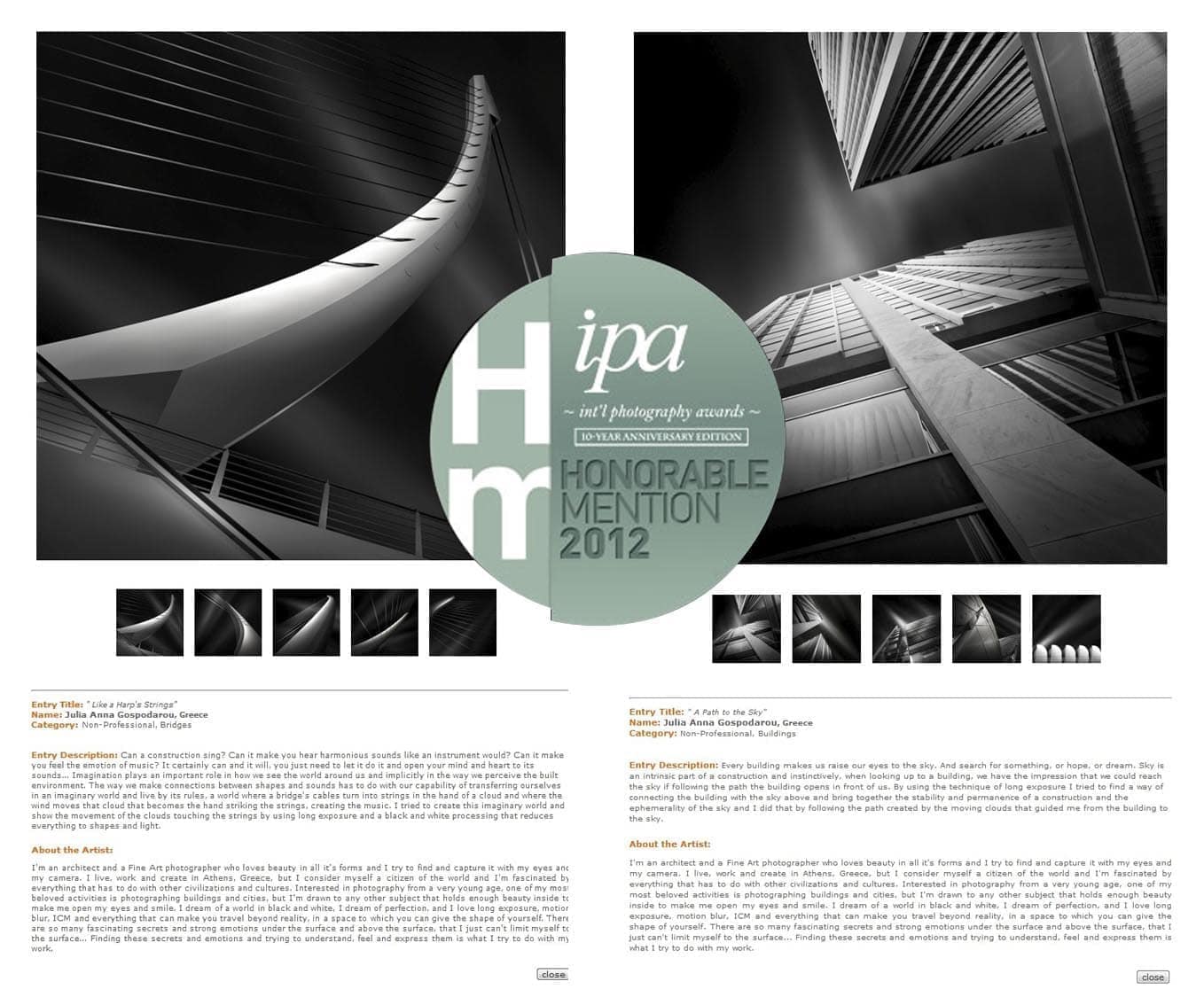 IPA 2012 - International Photography Awards - Honorable Mentions for Architecture - Categories Bridges and Buildings