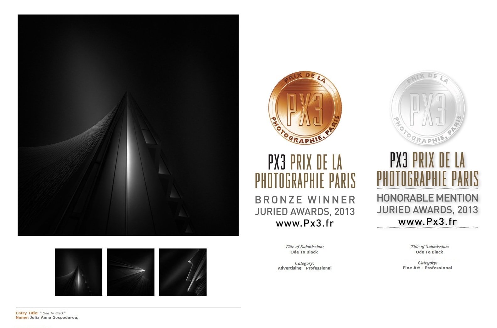 Third Prize & Honorable Mention - PX3 - Prix de la Photographie Paris 2013