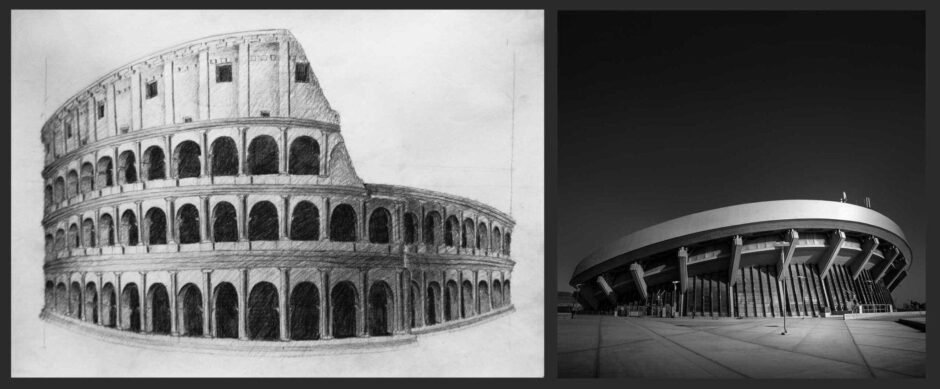 Colosseum, Rome - Drawing by Julia Anna Gospodarou --- A Higher Sky by Julia Anna Gospodarou