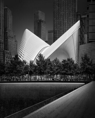Flying Away II - Oculus, New York © Julia Anna Gospodarou 2020 Oculus and Memorial Pool new york santiago calatrava architect