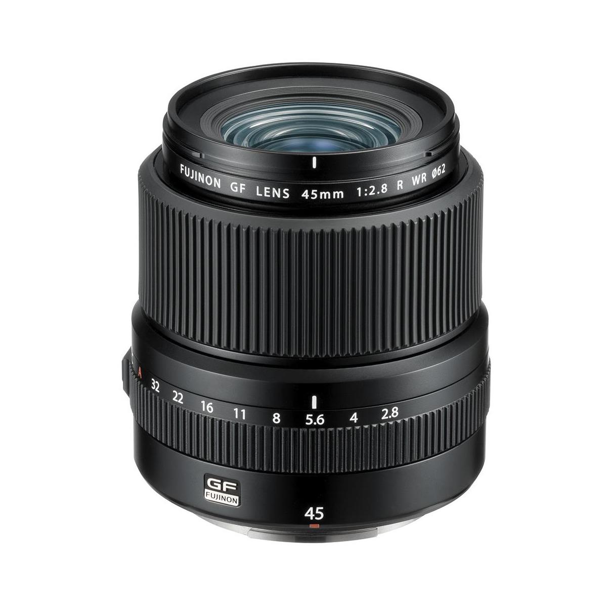 Fujifilm FUJINON GF 45mm F2.8 R WR Lens (36mm in 35mm equivalent) - Thanks to its compact and lightweight design (weighing only 490g), and the wide aperture of f/2.8 this lens is ideal for street and documentary photography. It is Weather and Dust Resistant.
