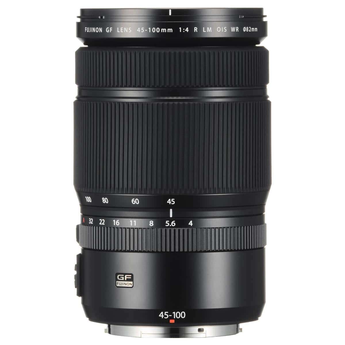 Fujifilm GF 45-100mm F4 R LM WR Zoom Lens (36-79mm in 35mm equivalent) has a constant f/4 maximum aperture, offering consistent performance throughout its zoom range. It has an Optical Image Stabilization system that compensates for up to five stops of camera shake, allowing for a better handheld shooting experience while yielding sharp images. The lens is also lightweight and weather-sealed.