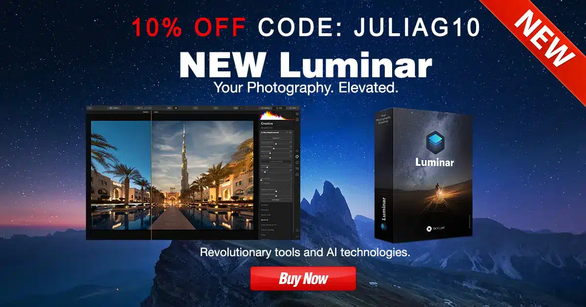 NEW! Luminar with AI Technology 10% discount with CODE: JULIAG10