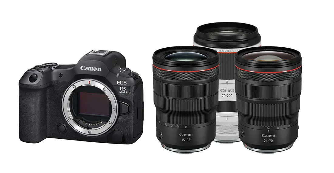 Canon EOS R5 Mark II Mirrorless Camera and Lenses