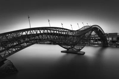 Quantum Ripples I - Python Bridge Pythonbrug Amsterdam - B&W © Julia Anna Gospodarou